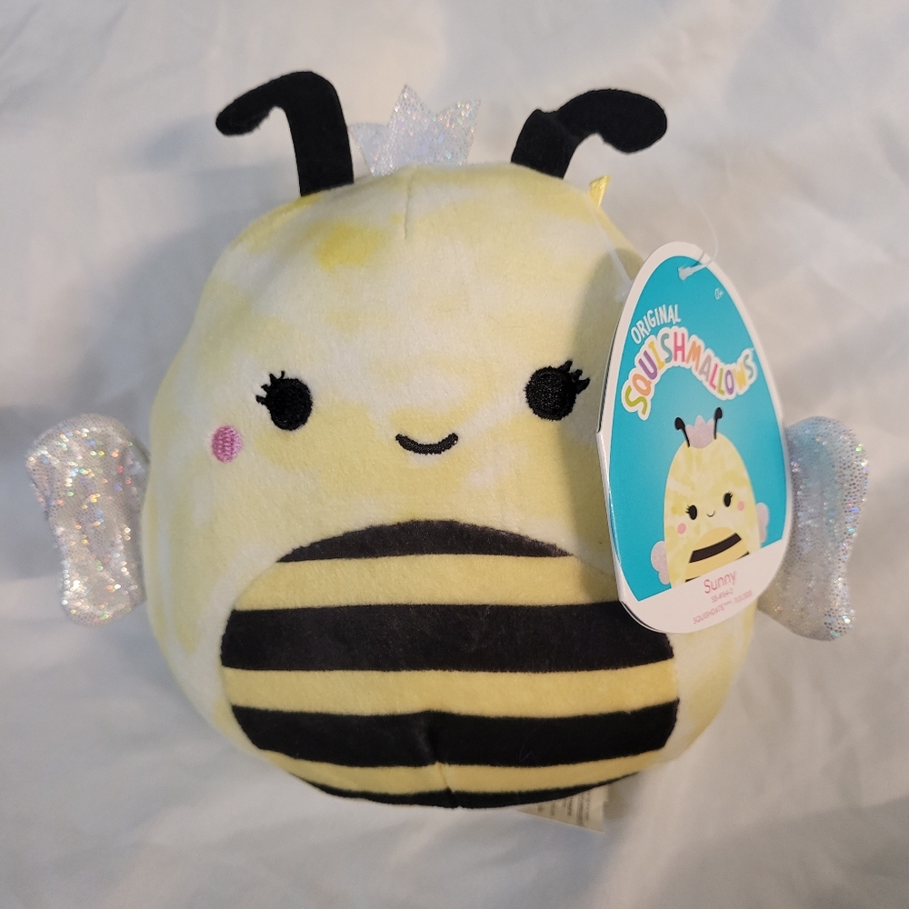 NWT 5" Sunny the Queen Bee Tie-Dye Squishmallow Kellytoy Plush Toy Crown